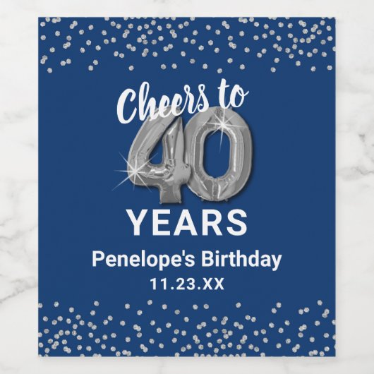 Custom Happy 40th Verjaardag Wijn Label Wijn Etiket (Enkel label)