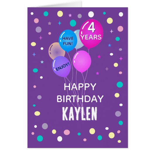 Custom Happy 4th Birthday een kind kaart (Voorkant)