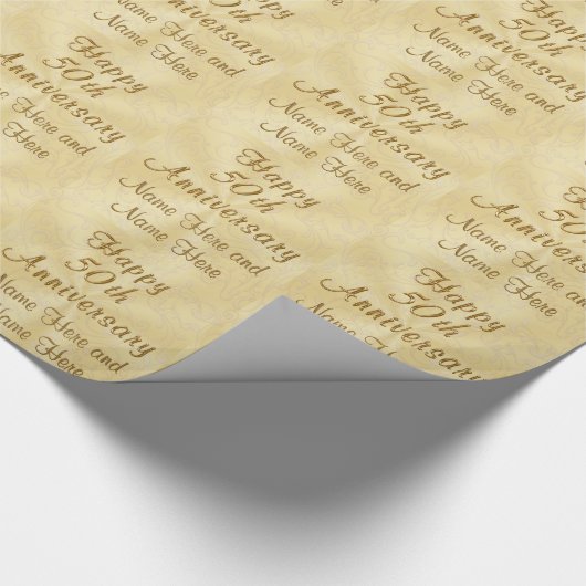 Custom Happy 50th Jubileum Wrapping Paper Cadeaupapier (Hoek)
