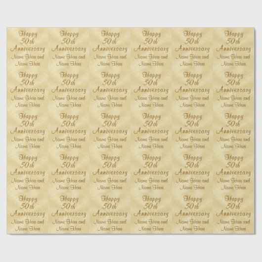 Custom Happy 50th Jubileum Wrapping Paper Cadeaupapier (Vlak)