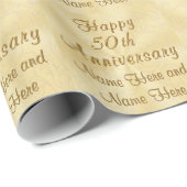 Custom Happy 50th Jubileum Wrapping Paper Cadeaupapier (Rol Hoek)