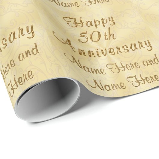 Custom Happy 50th Jubileum Wrapping Paper Cadeaupapier (Rol Hoek)