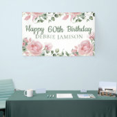 Custom Happy 60th Birthday Roos Bloemen Spandoek (Beurs)