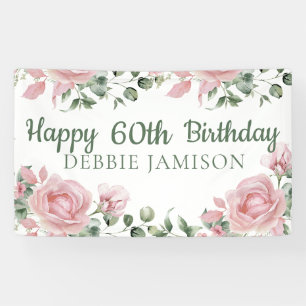 Custom Happy 60th Birthday Roos Bloemen Spandoek