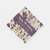 Custom Happy 60th Verjaardag Modern Paarse Bloem Servet (Hoek)