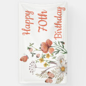 Custom Happy 70th Birthday Wildflowers Spandoek (Verticaal)