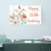 Custom Happy 80th Birthday Wildflowers Spandoek (Beurs)