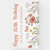 Custom Happy 80th Birthday Wildflowers Spandoek (Verticaal)
