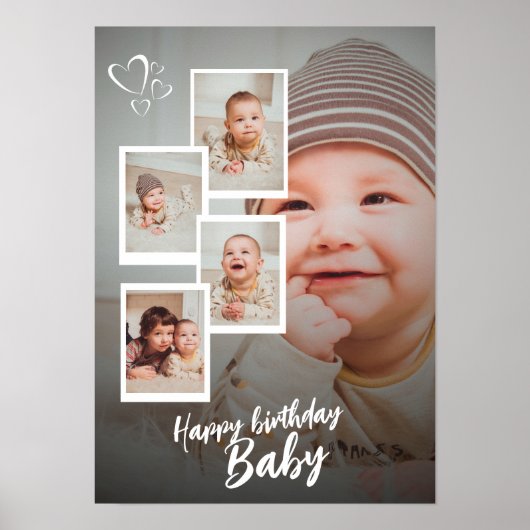 Custom Happy Birthday Baby Photo Collage Plaque Poster (Voorkant)