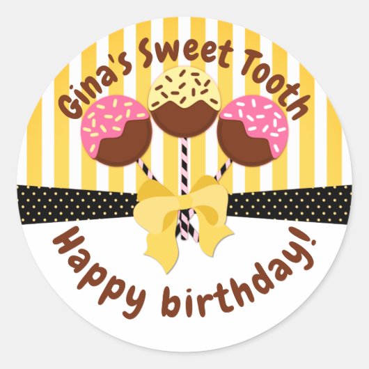 Custom Happy Birthday Bakkerij Box Seals SM Ronde Sticker (Voorkant)
