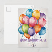 Custom Happy Birthday bunch balloons party invite Briefkaart (Voorkant / Achterkant)