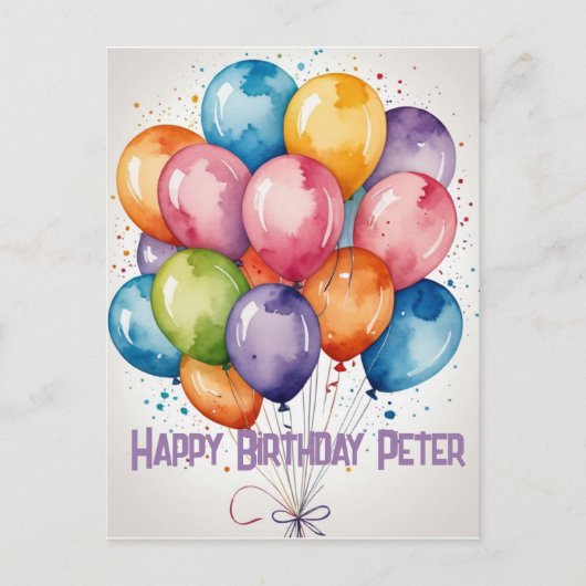 Custom Happy Birthday bunch balloons party invite Briefkaart (Voorkant)