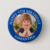 Custom Happy Birthday Fotonaam Leeftijd Ronde Button 5,7 Cm (Voorkant)