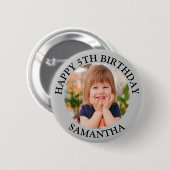 Custom Happy Birthday Fotonaam Leeftijd Ronde Button 5,7 Cm (Voorkant /achterkant)