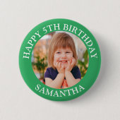 Custom Happy Birthday Fotonaam Leeftijd Ronde Button 5,7 Cm (Voorkant)
