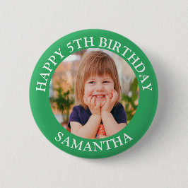 Custom Happy Birthday Fotonaam Leeftijd Ronde Button 5,7 Cm
