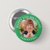 Custom Happy Birthday Fotonaam Leeftijd Ronde Button 5,7 Cm (Voorkant /achterkant)