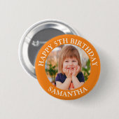 Custom Happy Birthday Fotonaam Leeftijd Ronde Button 5,7 Cm (Voorkant /achterkant)