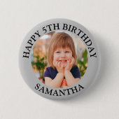 Custom Happy Birthday Fotonaam Leeftijd Ronde Button 5,7 Cm (Voorkant)