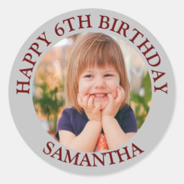 Custom Happy Birthday Fotonaam Leeftijd Ronde Sticker