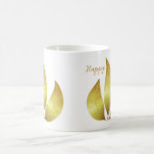 Custom Happy Birthday gouden ornamenten bladeren Koffiemok (Center)