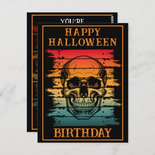 CUSTOM HAPPY BIRTHDAY HALLOWEEN FEESTVIERING BRIEFKAART (Voorkant / Achterkant)