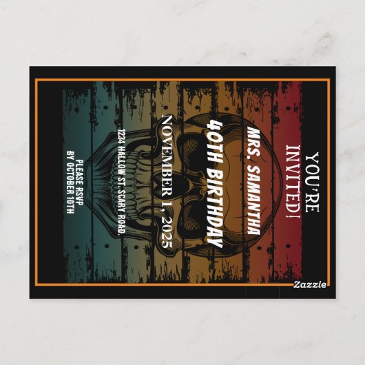 CUSTOM HAPPY BIRTHDAY HALLOWEEN FEESTVIERING BRIEFKAART (Achterkant)