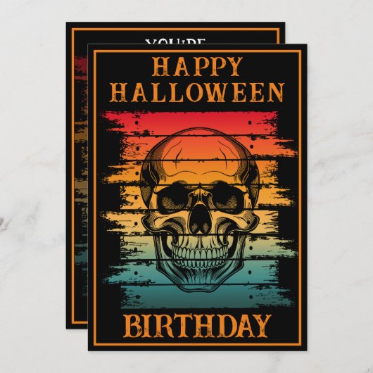 CUSTOM HAPPY BIRTHDAY HALLOWEEN FEESTVIERING KAART (Voorkant / Achterkant)