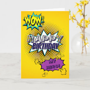 Custom HAPPY BIRTHDAY HERO Comic Style Pop Art Fun Kaart