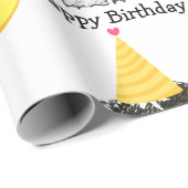 Custom Happy Birthday Mam B & W Bernedoodle Cadeaupapier (Rol Hoek)