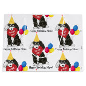 Custom Happy Birthday Mam B & W Bernedoodle Groot Cadeauzakje (Voorkant)