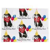 Custom Happy Birthday Mam B & W Bernedoodle Groot Cadeauzakje (Achterkant)