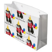 Custom Happy Birthday Mam B & W Bernedoodle Groot Cadeauzakje (Achterkant Gekanteld)