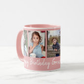 Custom Happy Birthday Oma Five Foto Roze Mok (Voorkant links)