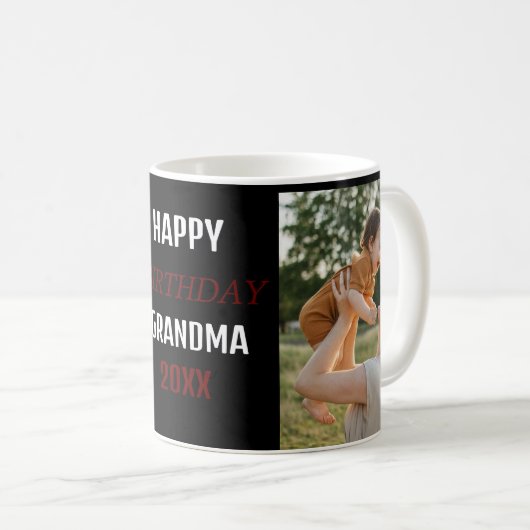 Custom Happy Birthday Oma Fotocollage Roze Koffiemok (Voorkant rechts)