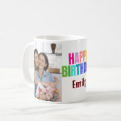 Custom Happy Birthday Oma Fotocollage Roze Koffiemok (Voorkant links)
