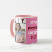 Custom Happy Birthday Oma Fotocollage Roze Mok (Voorkant links)