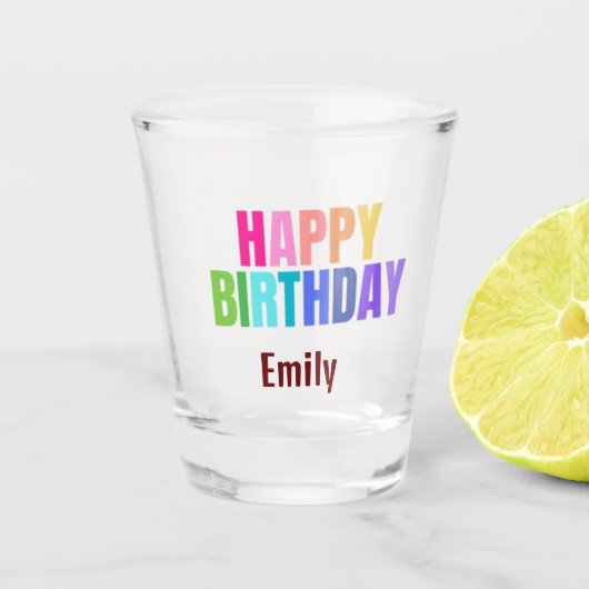 Custom Happy Birthday Oma Fotocollage Roze Shot Glas (Voorkant)