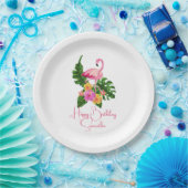 Custom Happy Birthday Party Tropische Flamingo's Papieren Bordje (Feest)