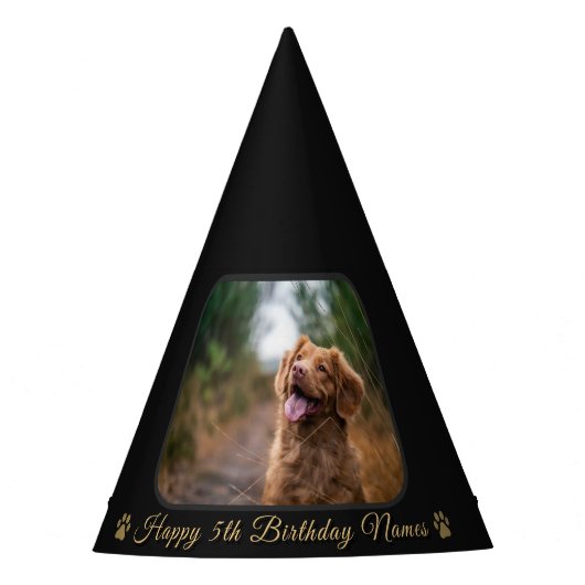 Custom Happy Birthday Pet Dog Photo Picture Name Feesthoedjes (Voorkant)