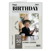 Custom Happy Birthday Photo Magazine Cover Card (Voorkant)