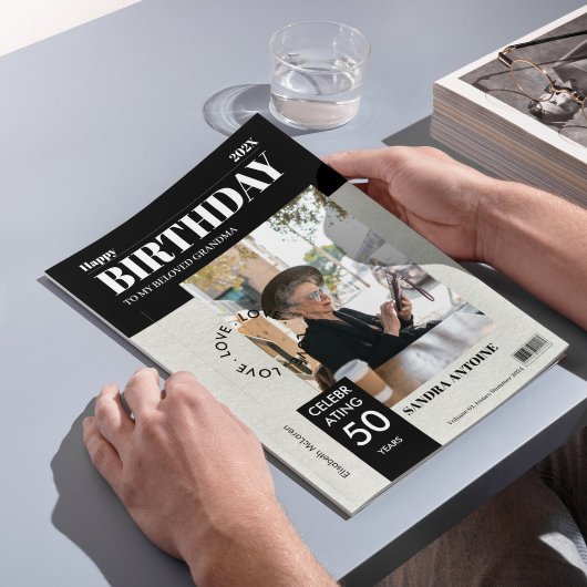 Custom Happy Birthday Photo Magazine Cover Card