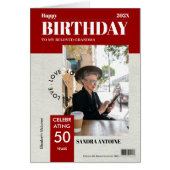 Custom Happy Birthday Photo Magazine Cover Card (Voorkant)