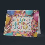 Custom Happy Birthday Sister Wenskaart Kaart<br><div class="desc">Vier de speciale dag van je zus met een persoonlijk tintje! Ons "Customize Happy Birthday Sister"-wenskaart biedt levendige design en aanpasbare tekst,  ideaal voor het toevoegen van uw oprechte boodschap. Maak haar verjaardag onvergetelijk met een unieke kaart die shows hoeveel ze voor je betekent.</div>