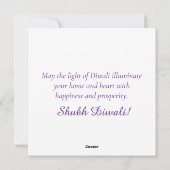 Custom Happy Diwali Festival van Licht Paarse Wit Feestdagenkaart (Achterkant)