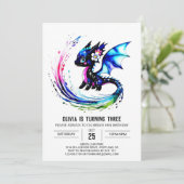 Custom Happy Dragon Digitaal Meisje Verjaardag Kaart (Staand voorkant)