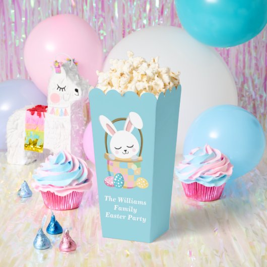 Custom Happy Easter Bunny Baby Blue Party Popcorn Bedankdoosjes (Feest)