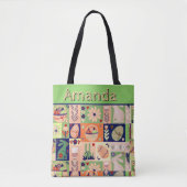 Custom Happy Easter Collage Kleurrijk Tote Bag (Voorkant)