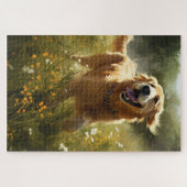 Custom Happy Golden Retriever Birthday Kaart Legpuzzel (Horizontaal)