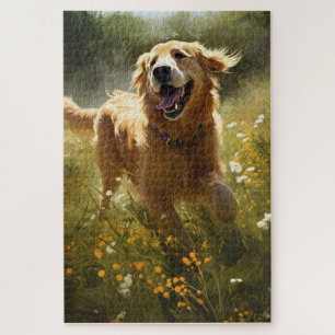 Custom Happy Golden Retriever Birthday Kaart Legpuzzel